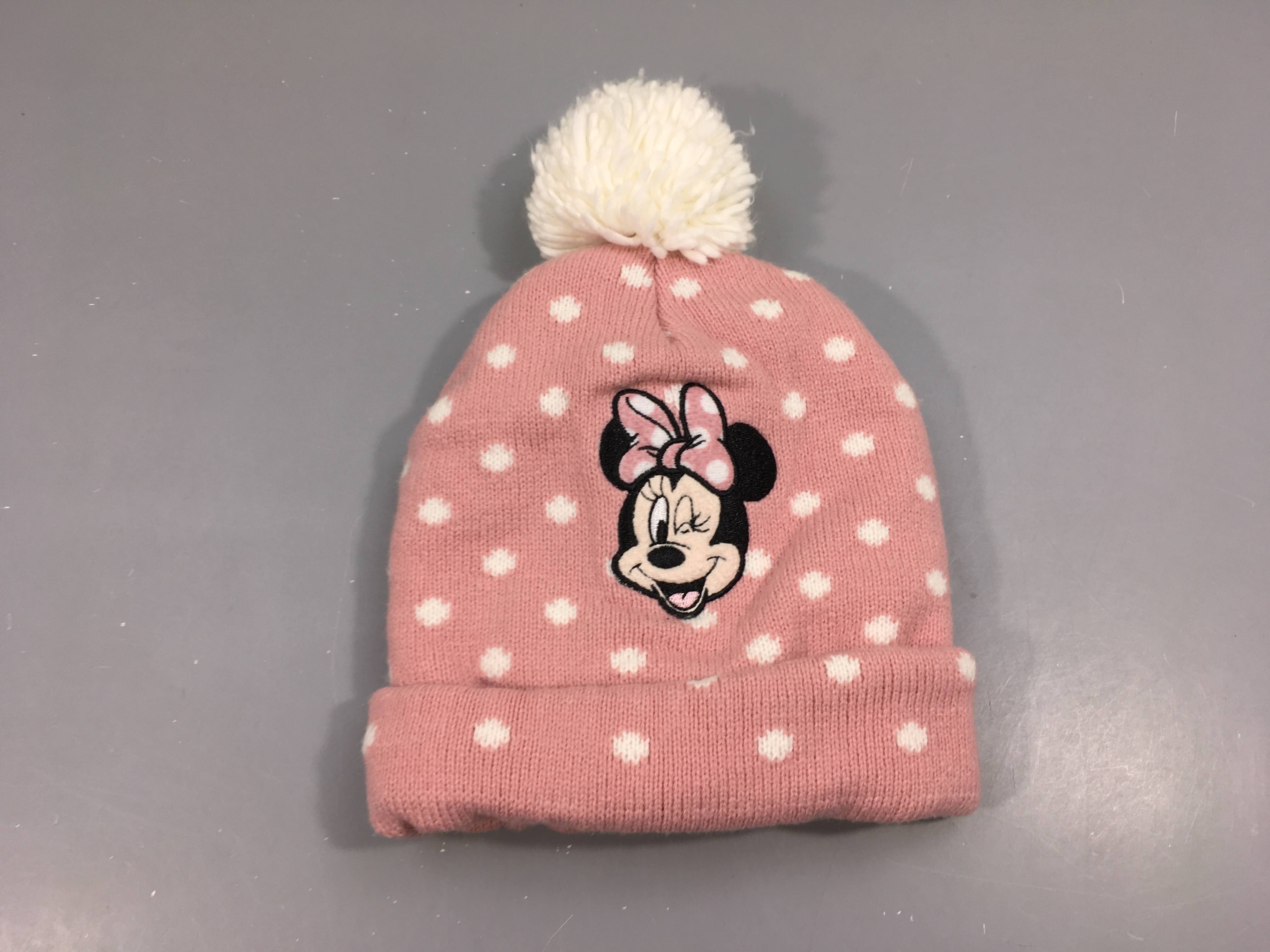 Bonnet rose Minnie pompon, 4-7a
