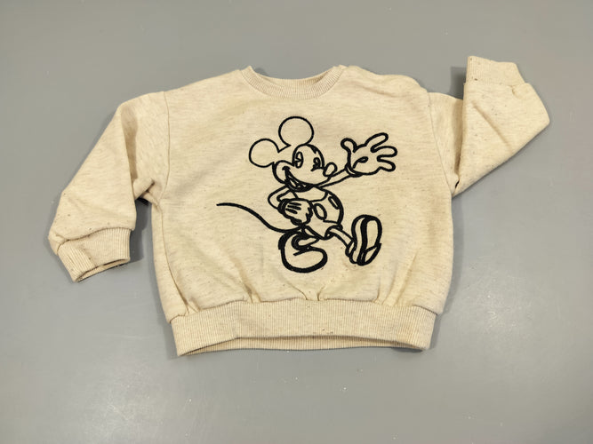 Sweat écru , Mikey. Un peu bouloché.  65% coton  35%  polyester, moins cher chez Petit Kiwi