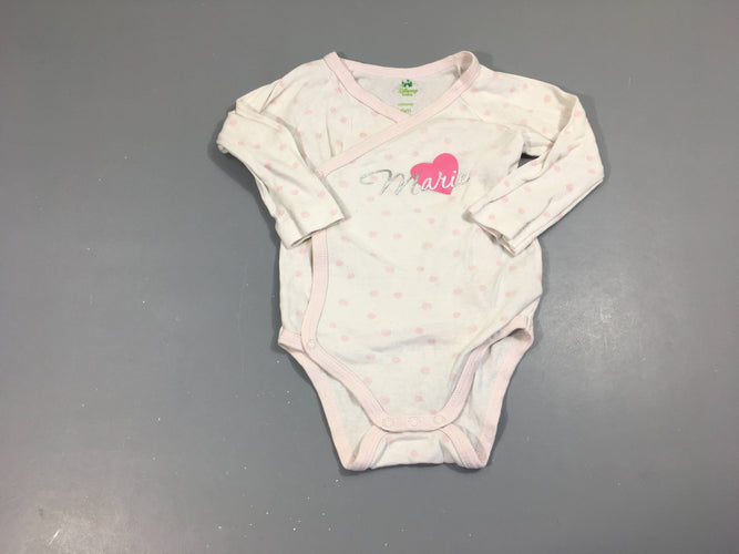 Body m.l blanc coeur Marie, moins cher chez Petit Kiwi