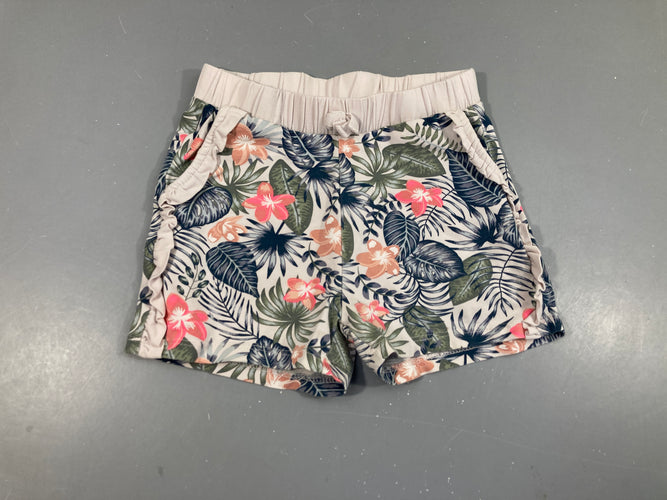 Short  jersey blanc fleuri légère auréole, moins cher chez Petit Kiwi