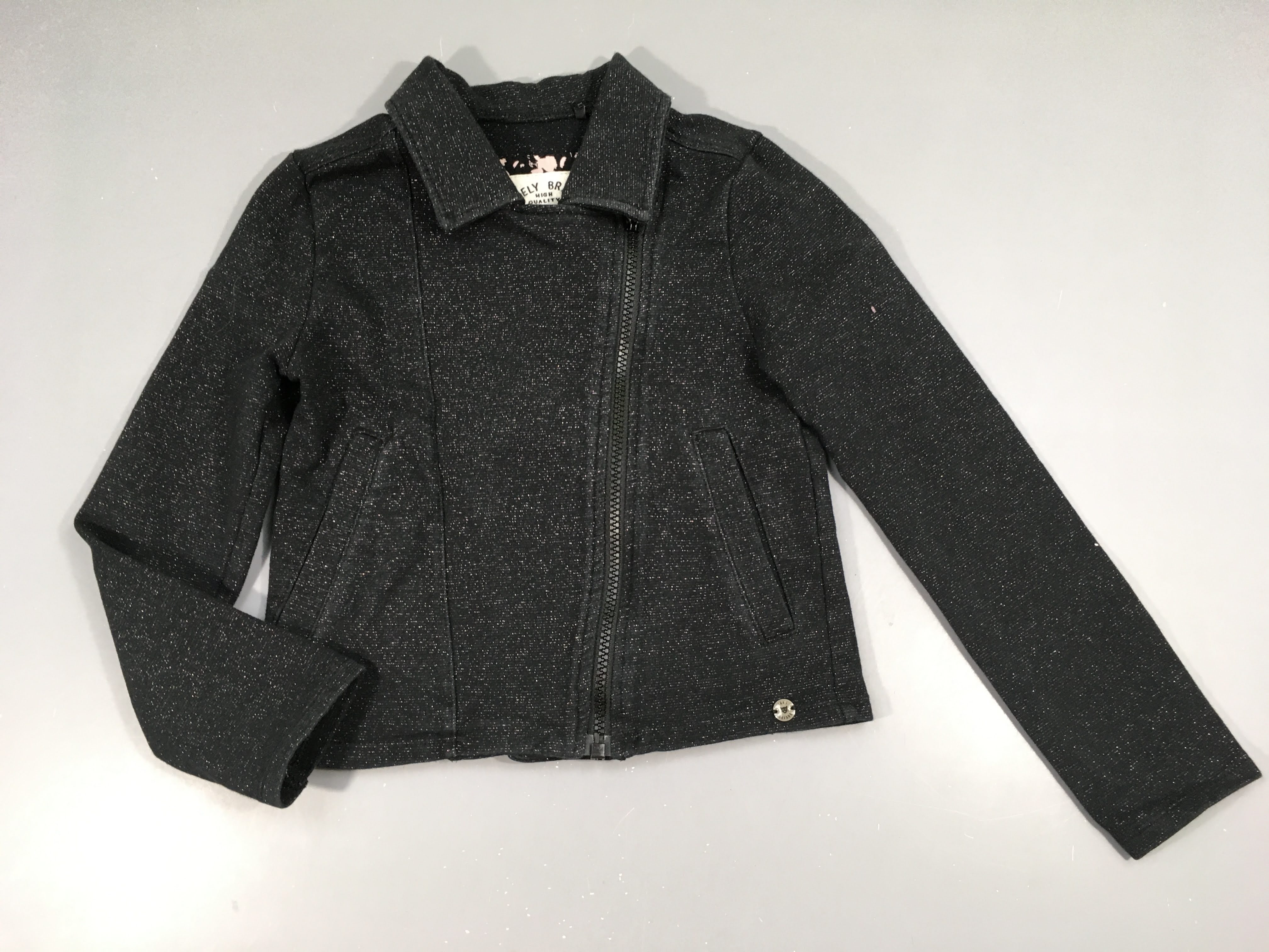 Veste zippée molleton noir fil irisé