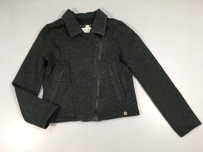Veste zippée molleton noir fil irisé, moins cher chez Petit Kiwi