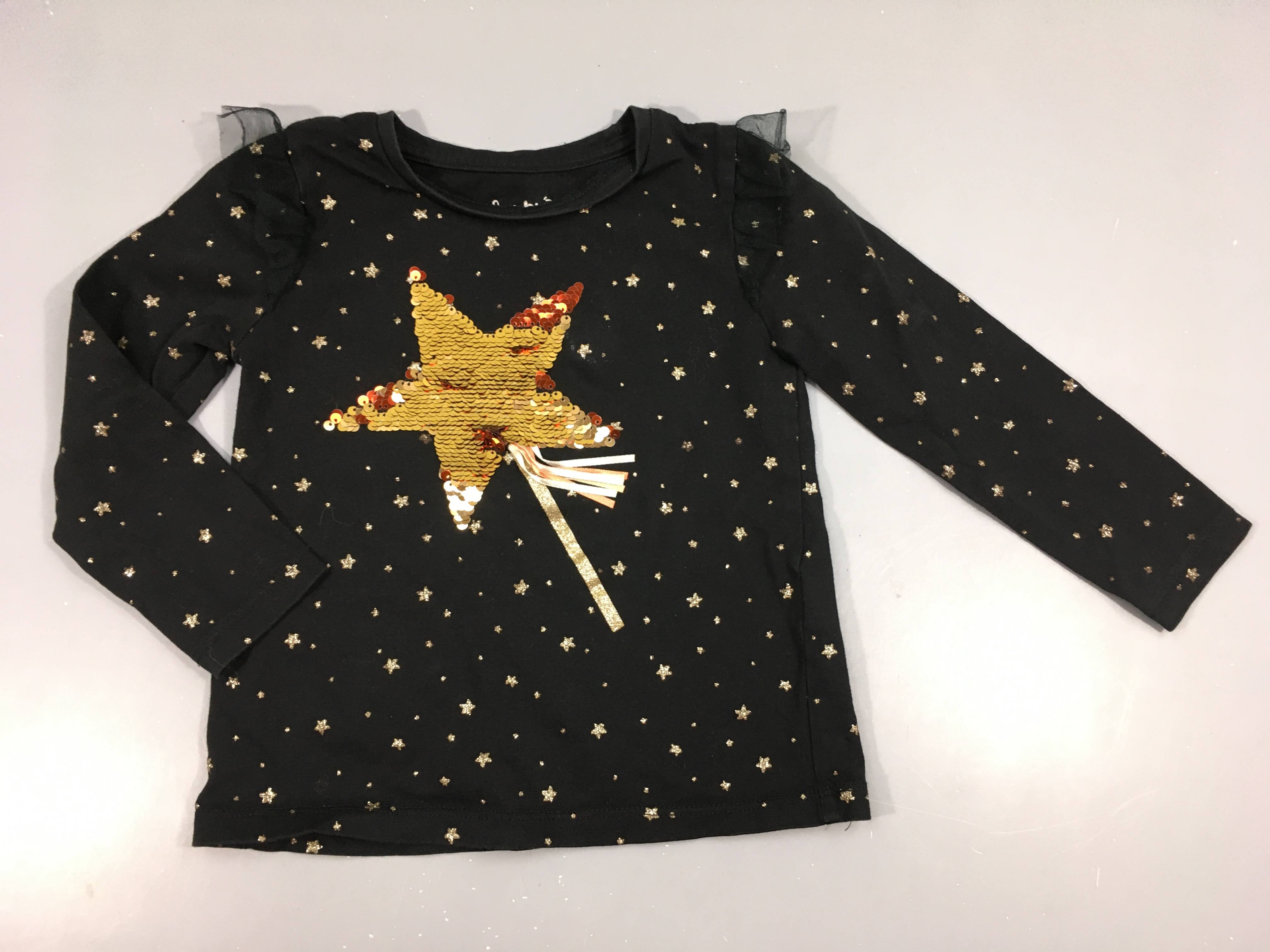 T-shirt m.l noir étoiles sequins réversibles