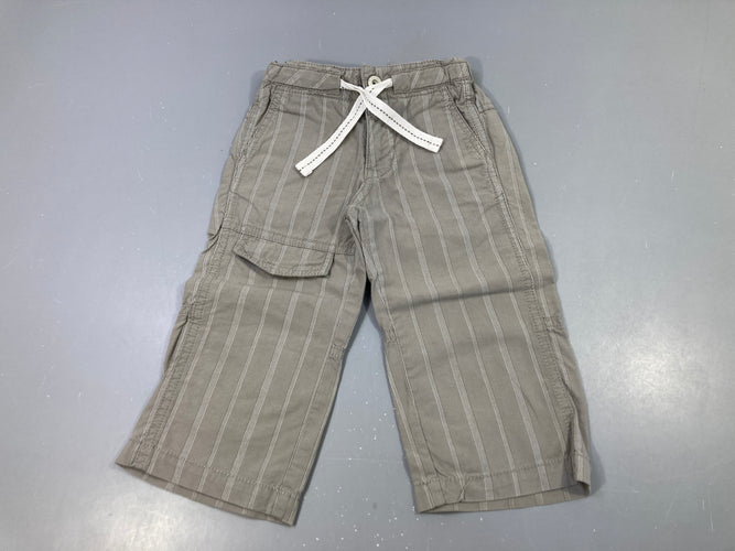 Pantalon gris ligné, effet fausse poche à l'avant, moins cher chez Petit Kiwi