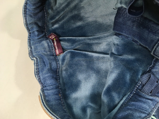 Jeans doublé velours broderies fleurs, moins cher chez Petit Kiwi