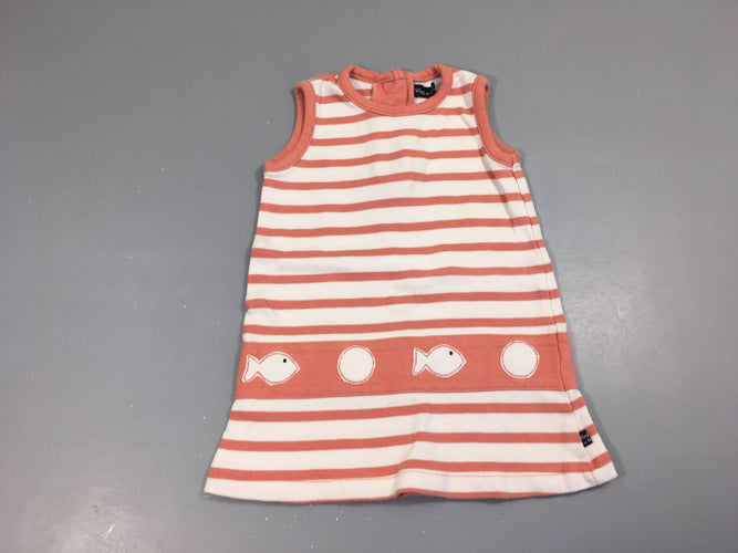 Robe s.m molleton blanc rayé saumon foncé poissons, moins cher chez Petit Kiwi