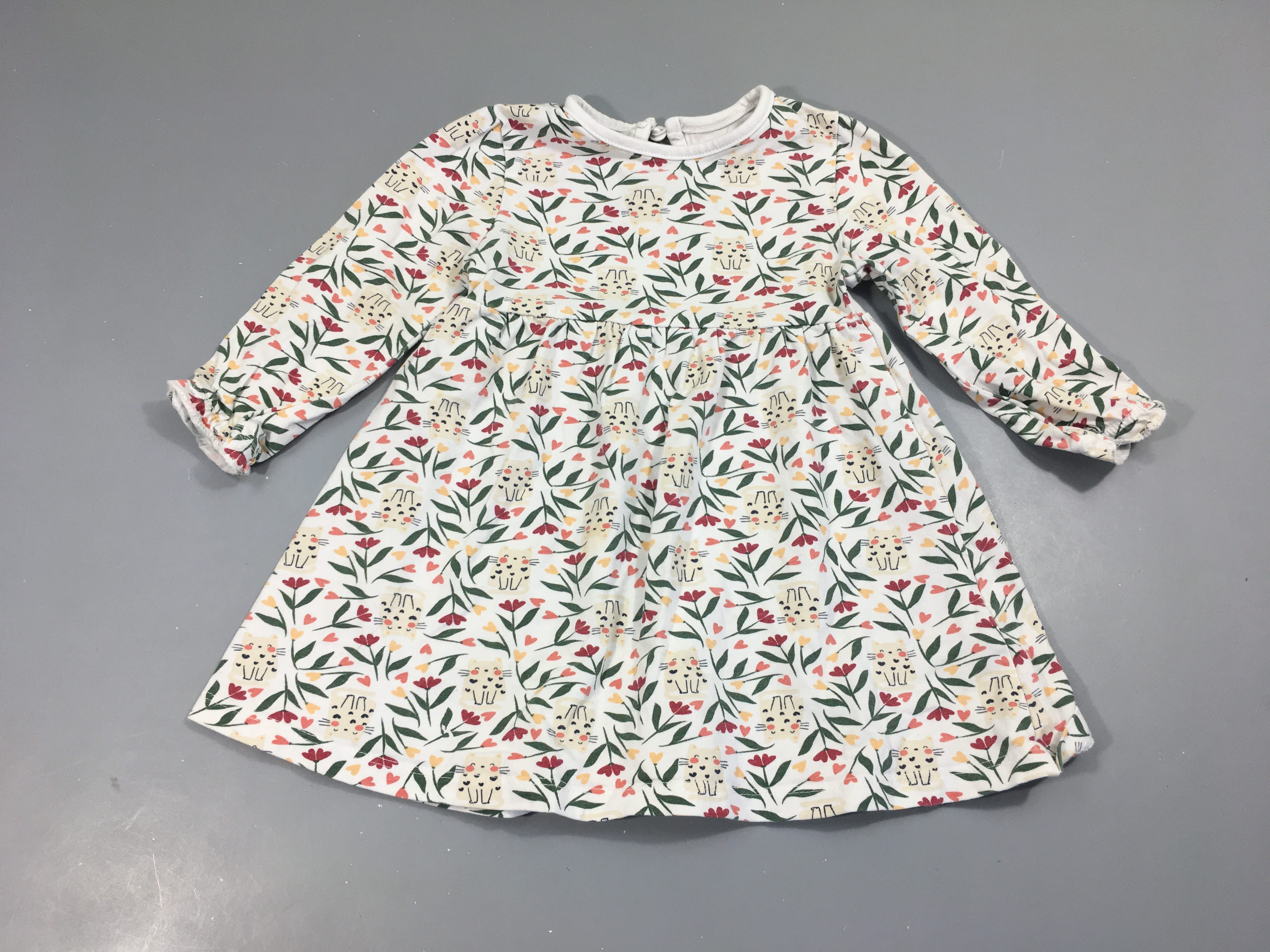 Robe m.l jersey blanc chat feuillage