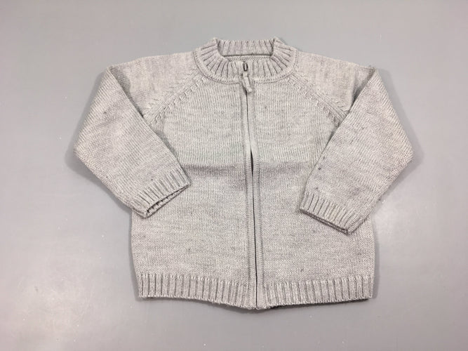 Gilet zippé gris chiné, 70% à carreaux.ylique 30% laine, moins cher chez Petit Kiwi