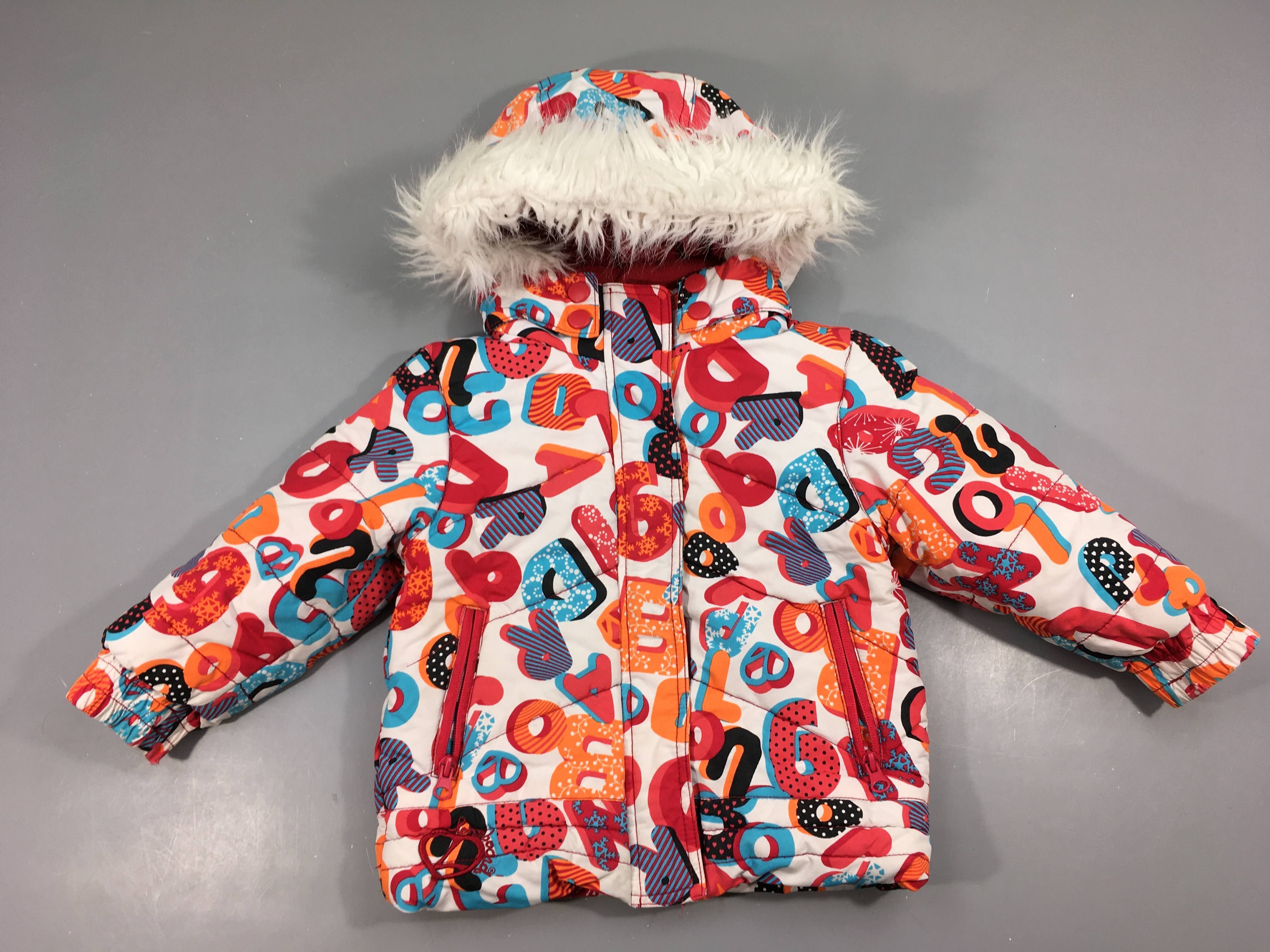 Veste blanche lettres à capuche fausse fourrure, Longboard