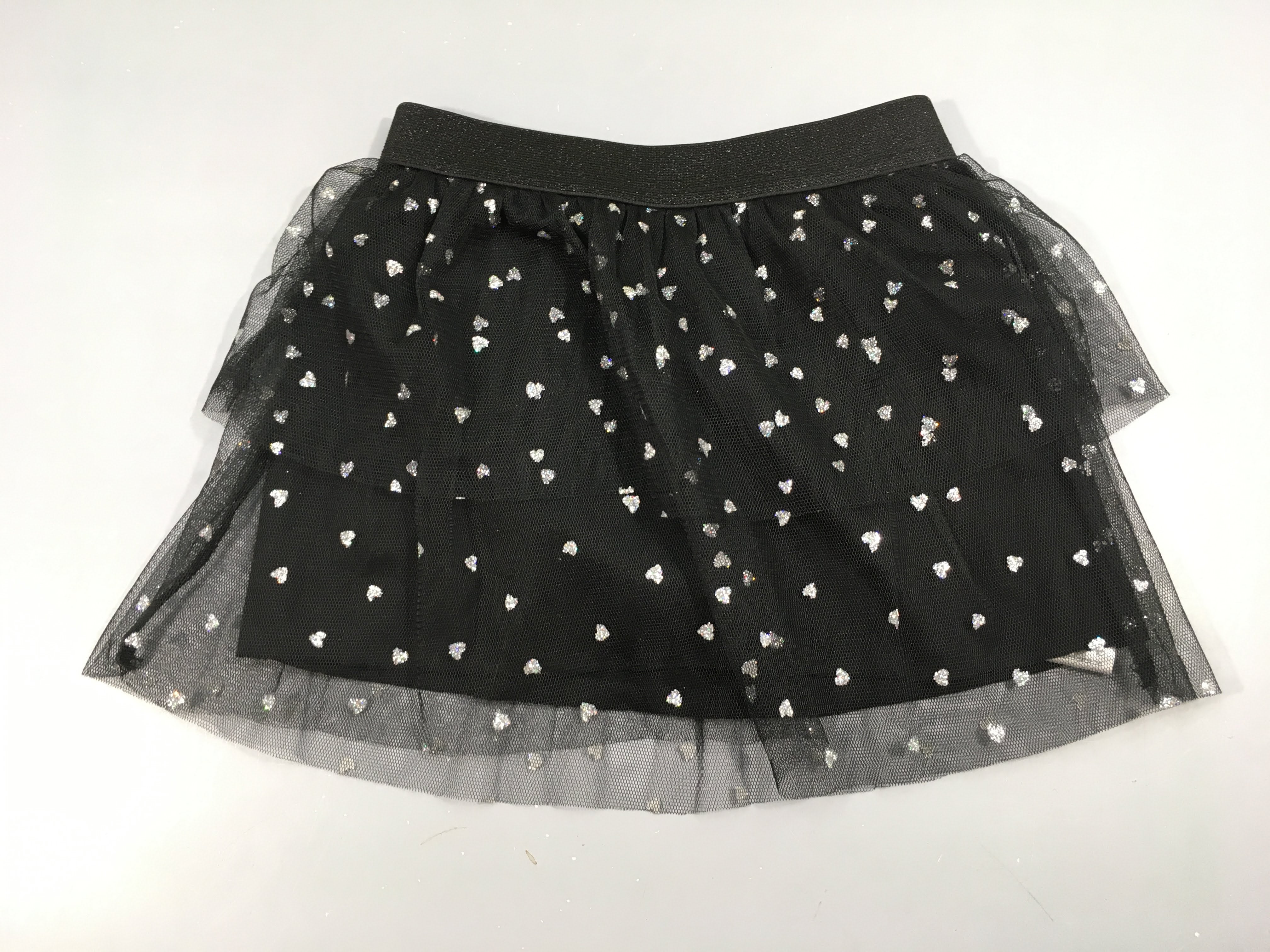 Jupe tulle noir coeurs argentés