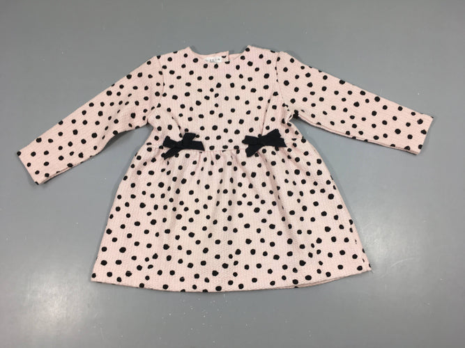 Robe m.l molleton rose/blanc pois gris foncé, moins cher chez Petit Kiwi