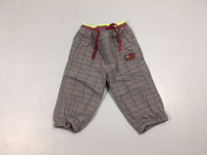 Pantalon taille et chevilles élastiques gris carreaux doublé, moins cher chez Petit Kiwi