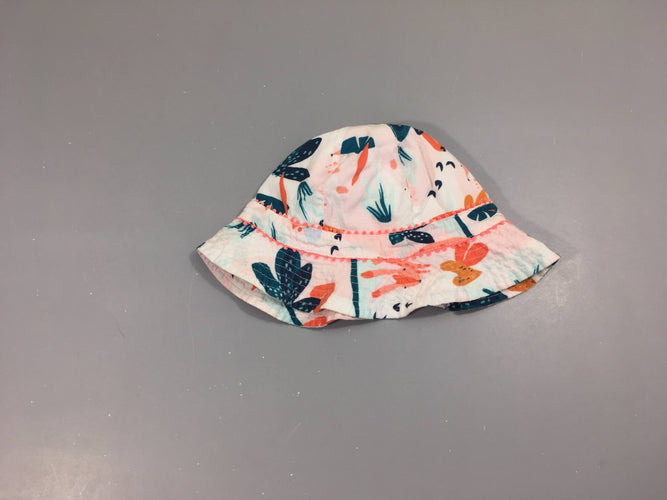 Chapeau blanc feuillage vert et motifs ocres 49cm, moins cher chez Petit Kiwi