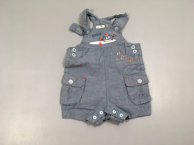Salopette short denim crabe, moins cher chez Petit Kiwi
