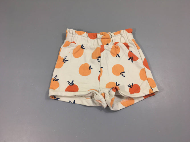 Short molleton blanc pêches-oranges, moins cher chez Petit Kiwi