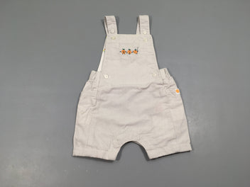 Salopette short blanc ligné écru oranges