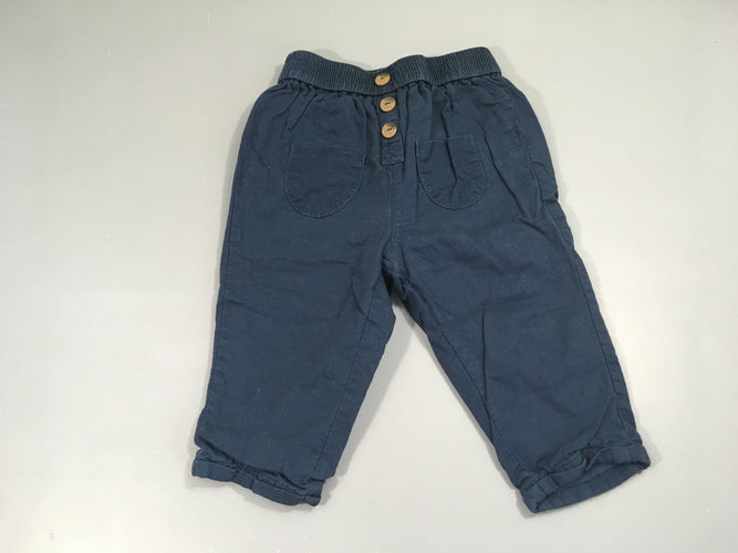 Pantalon bleu foncé doublé jersey taille élastique, moins cher chez Petit Kiwi