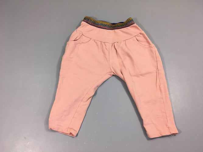Pantalon molleton rose pâle taille élastique irisée, moins cher chez Petit Kiwi