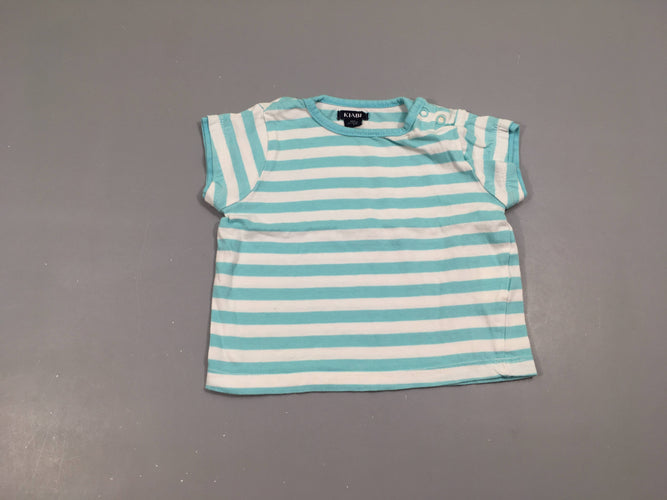 T-shirt m.c blanc rayé bleu, moins cher chez Petit Kiwi