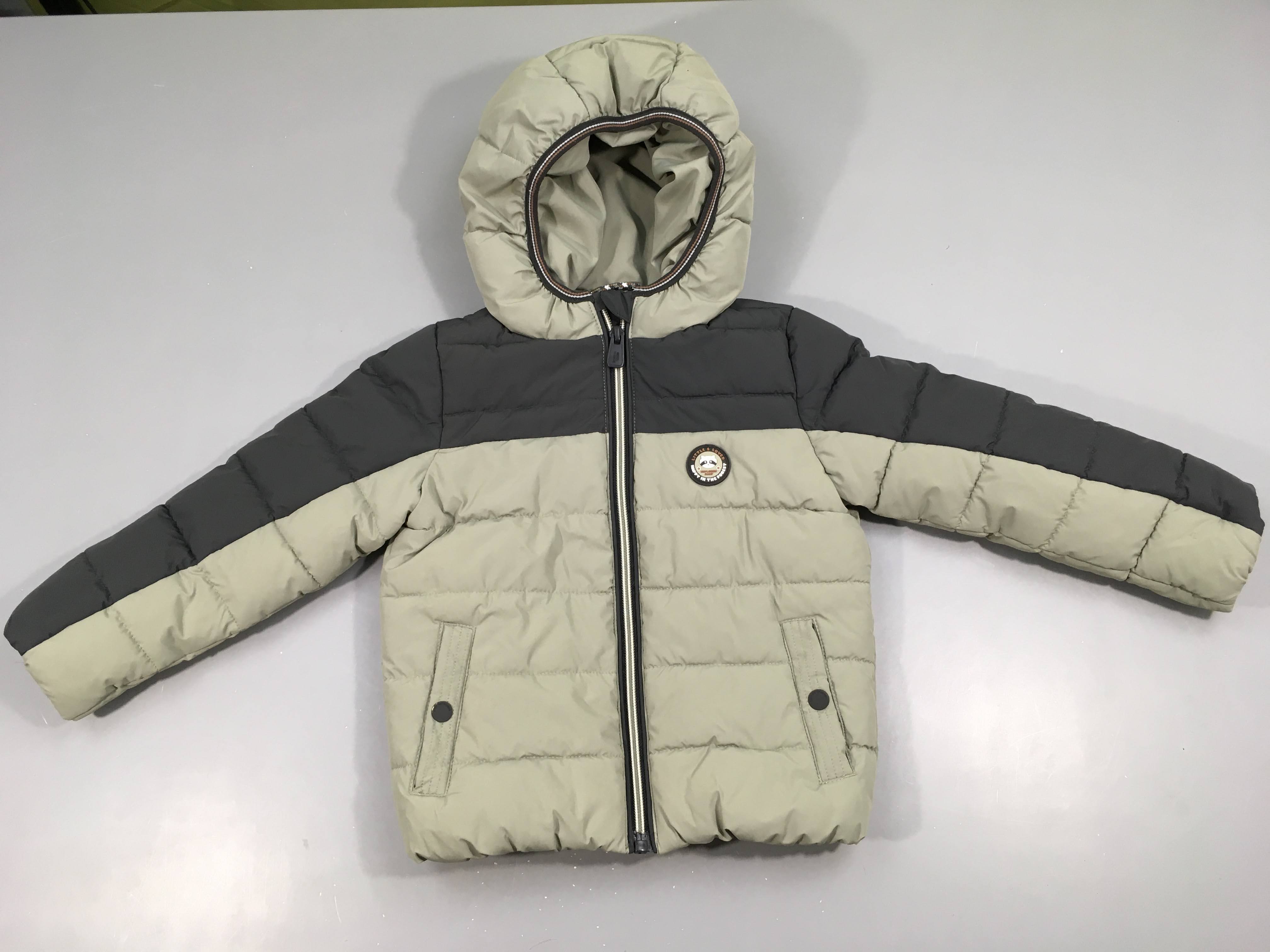 Doudoune kaki/gris foncé à capuche