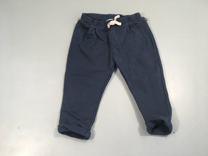Pantalon molleton à revers bleu foncé, moins cher chez Petit Kiwi