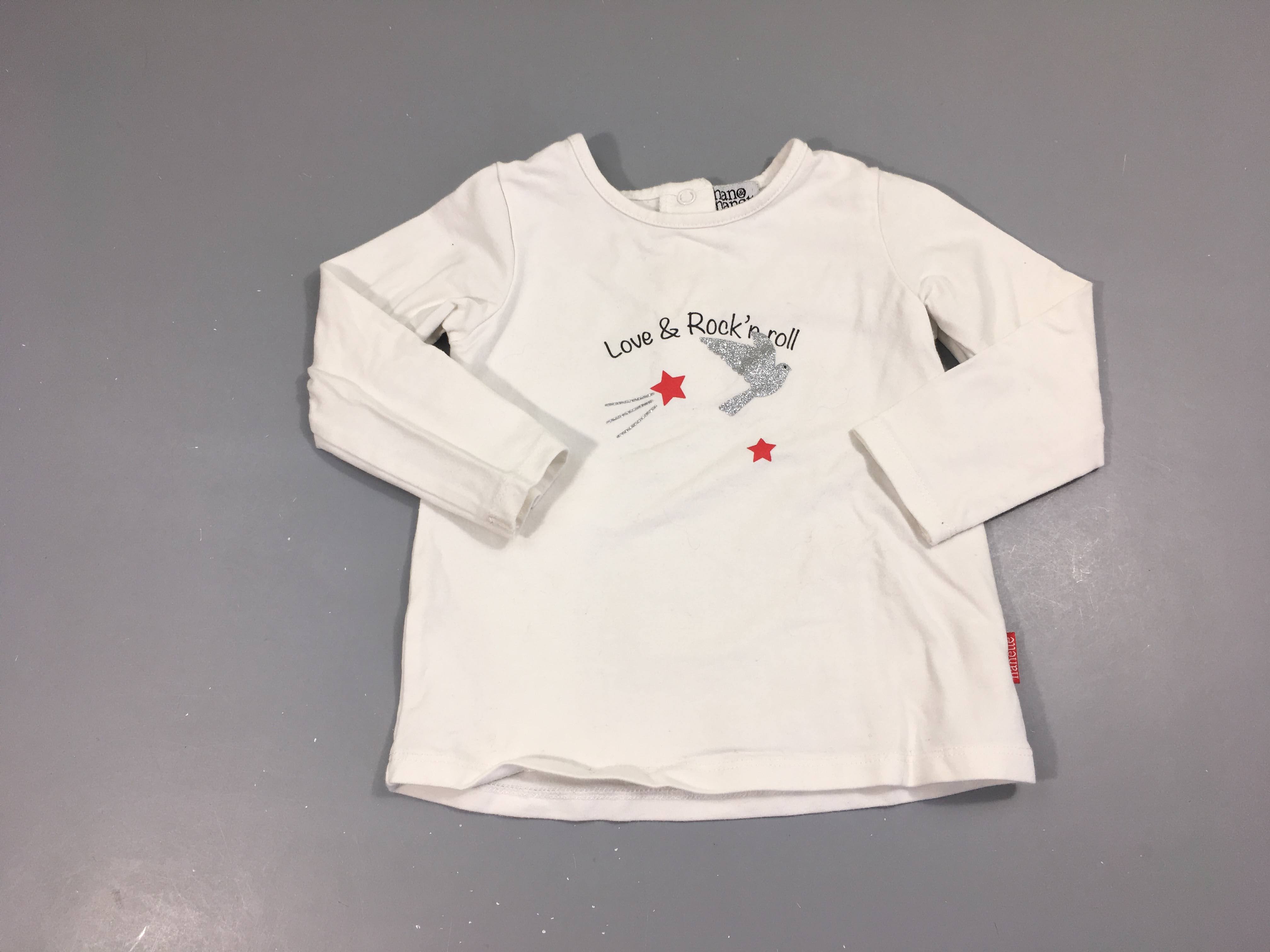 T-shirt m.l blanc Love & Rock'n roll Nano&Nanette