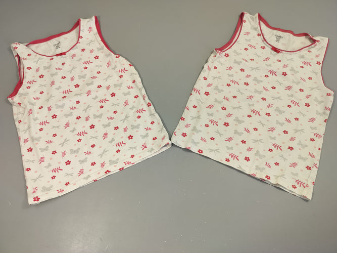 2 chemisettes blanches  à motifs rose et gris, moins cher chez Petit Kiwi