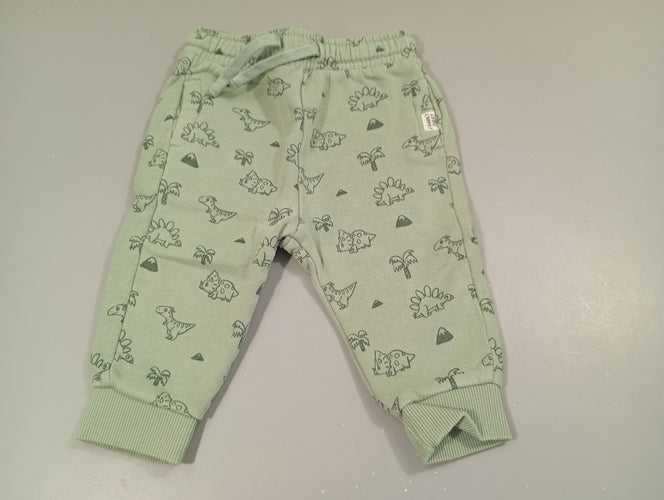 Pantalon molleton vert, dinosaures. taille et chevilles élastique,, moins cher chez Petit Kiwi