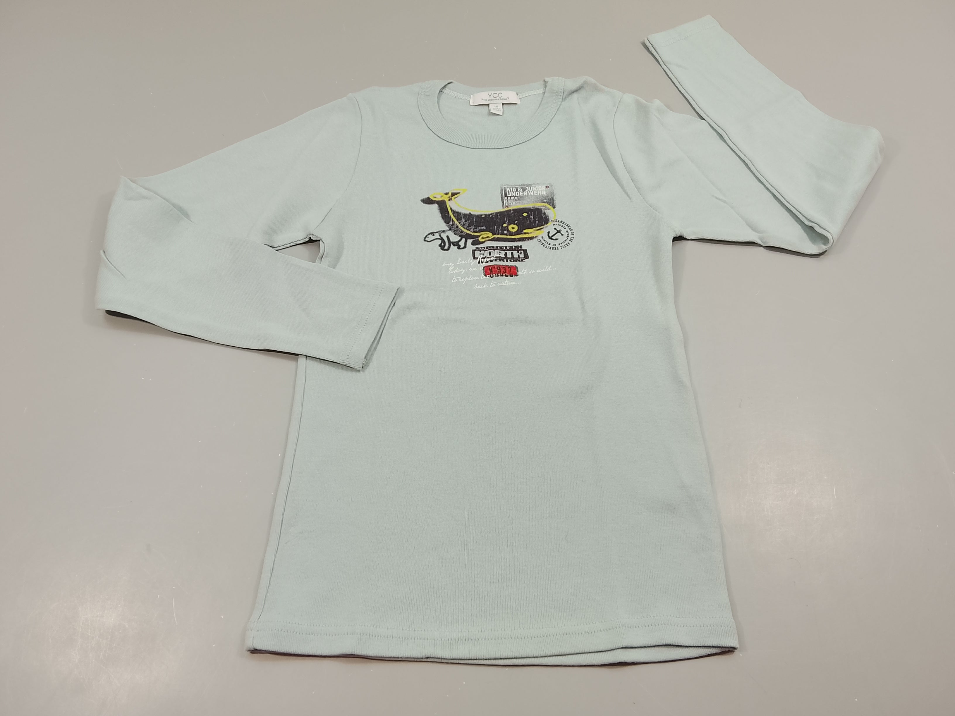 T-shirt m.l bleu clair, motif baleine