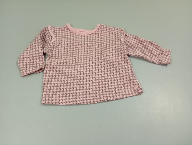 T-shirt m.l rose motifs pied-de-poule noir, moins cher chez Petit Kiwi