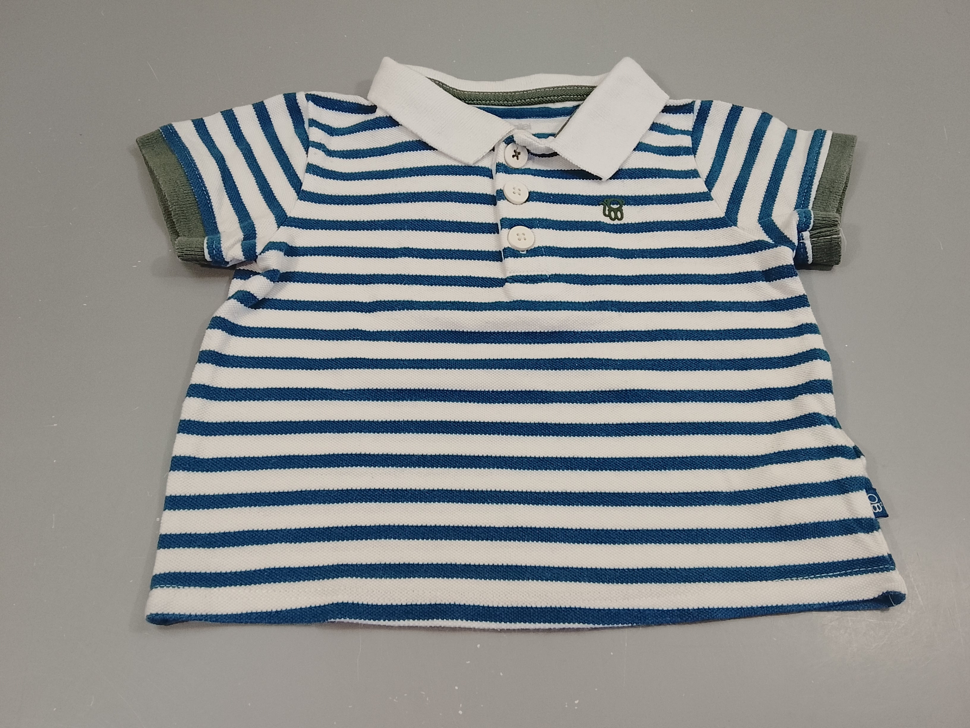 Polo m.c blanc rayé bleu