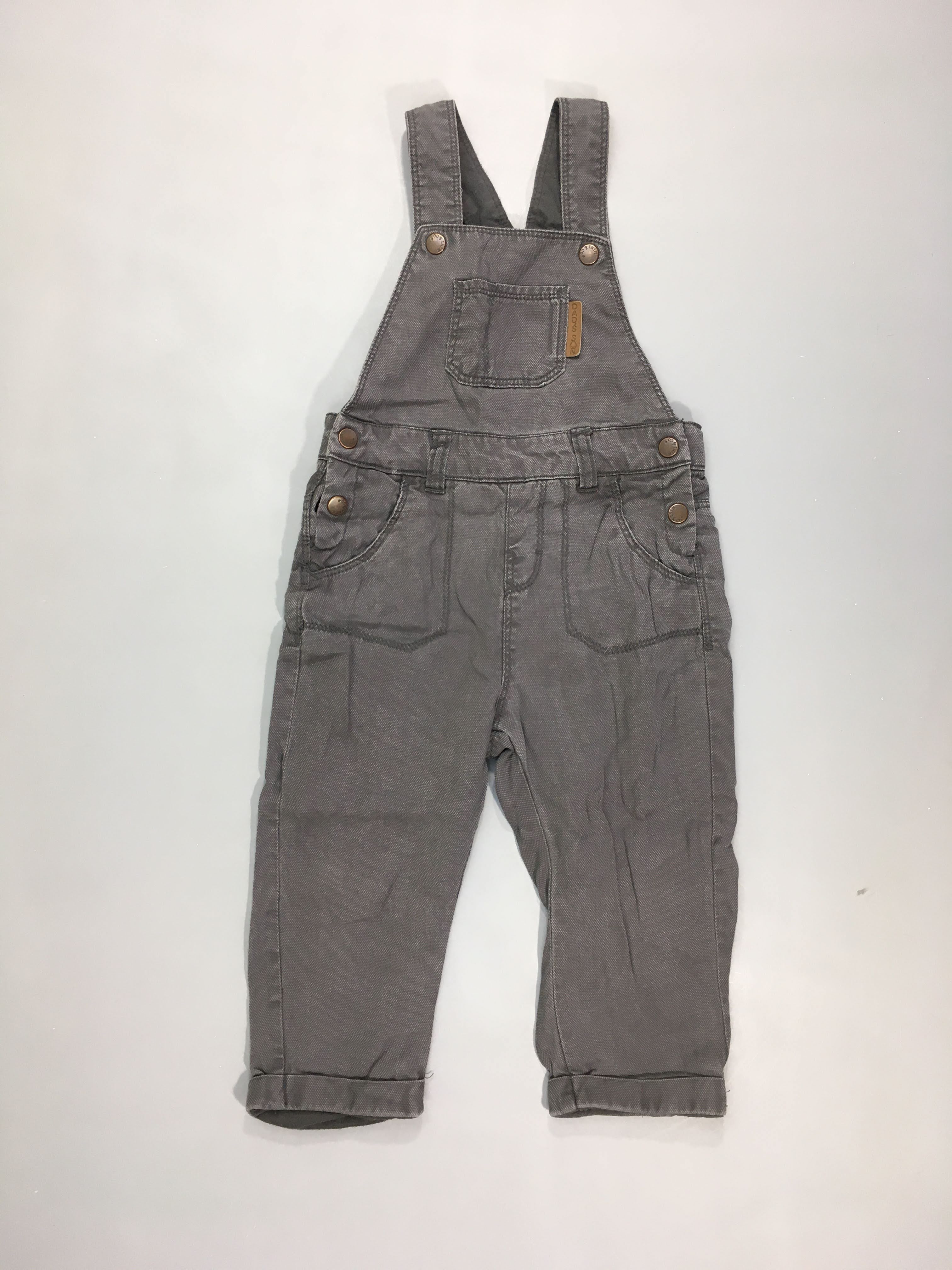 Salopette à revers grise texturée points