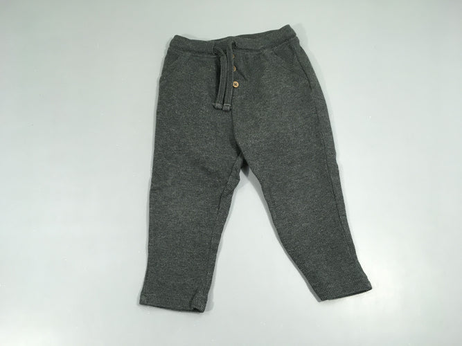 Pantalon molleton gris texturé boutons, moins cher chez Petit Kiwi