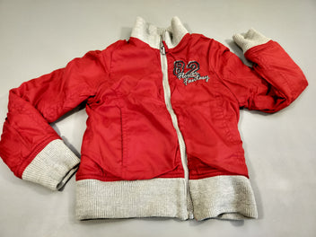 Veste réversible zippée à capuche  Avanti rouge et grise/ grise à carreaux motifs fleurs