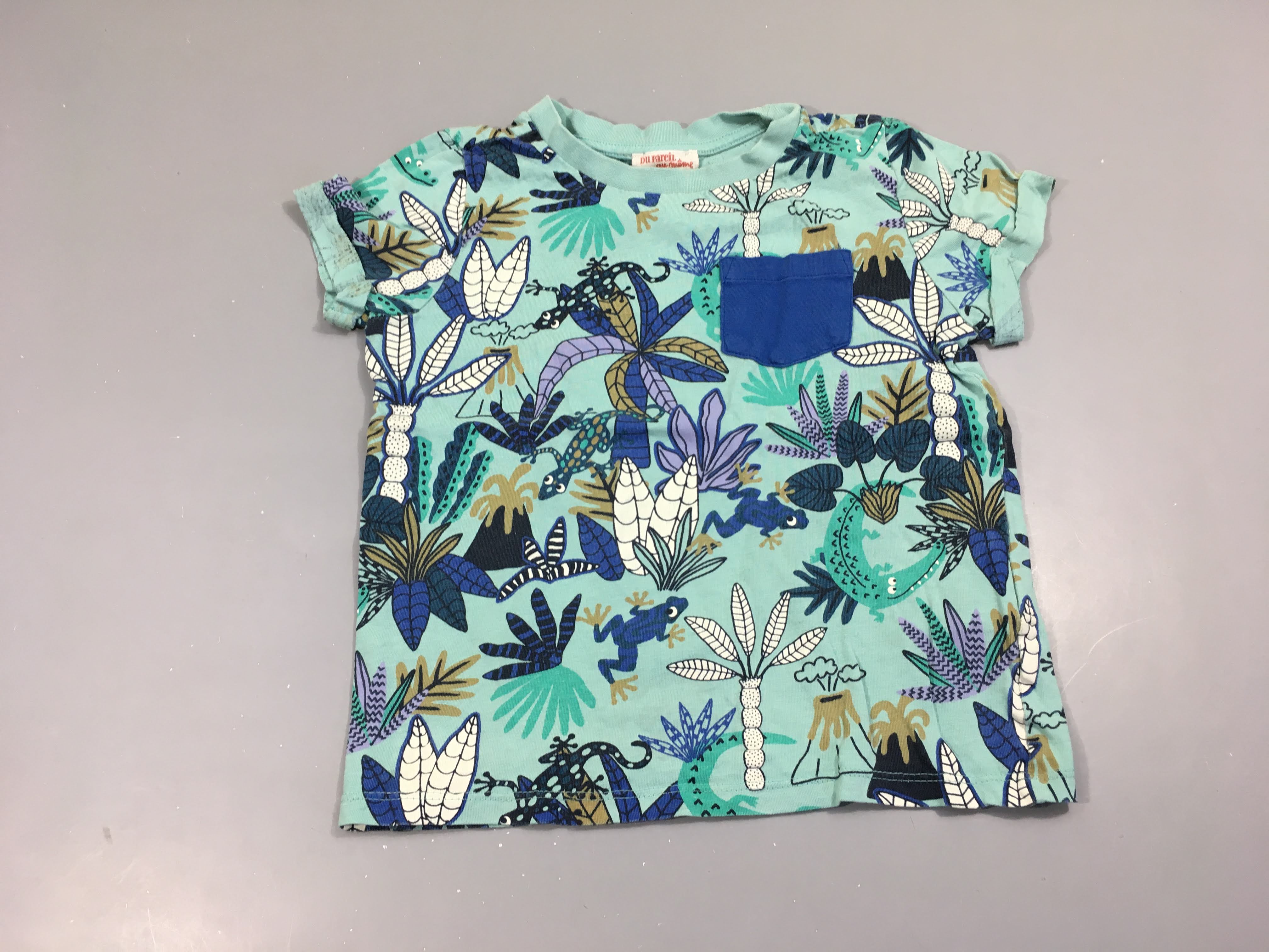 T-shirt m.c bleu jungle animaux poche