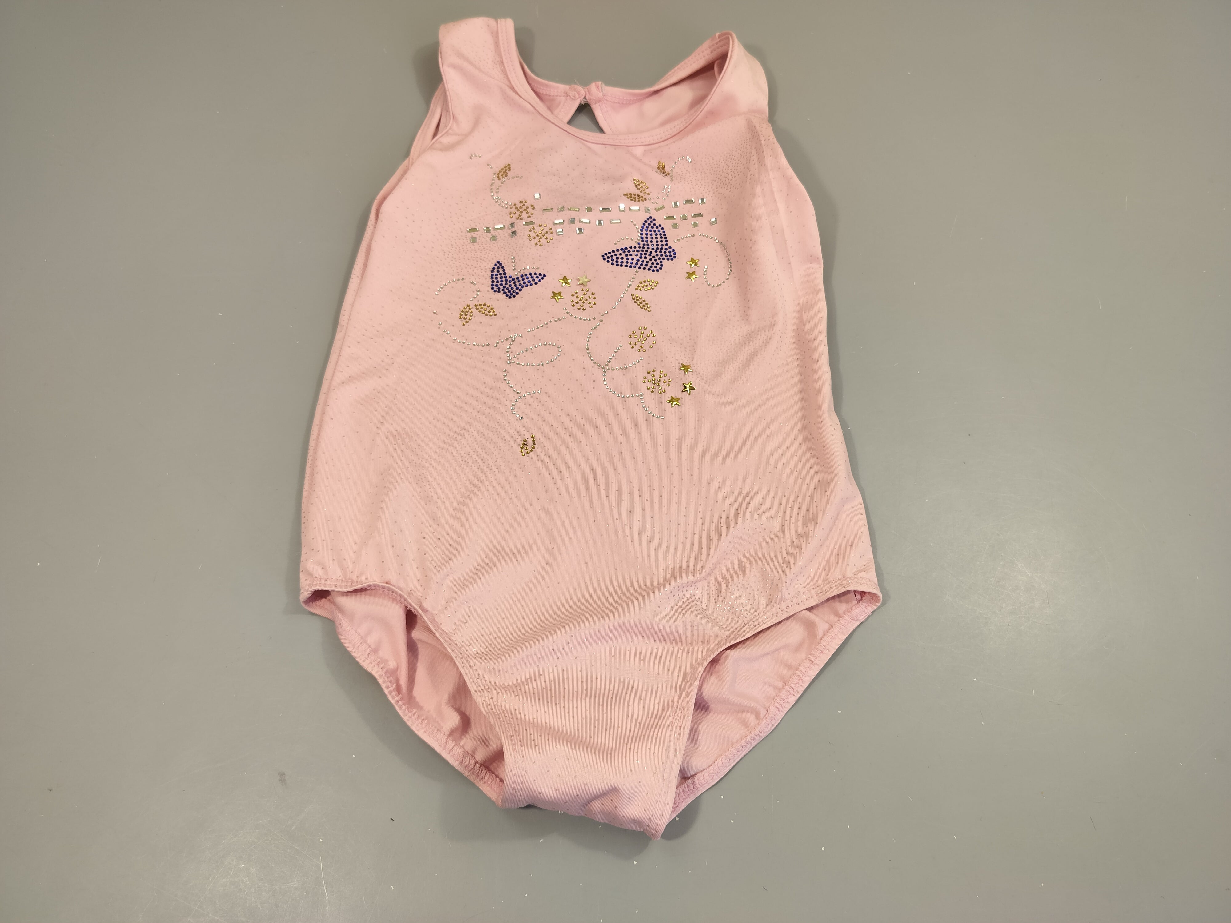 Maillot de danse ou gym rose  strass papillons