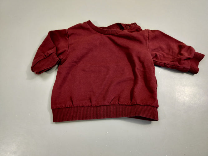 Sweat bordeaux 100% coton, moins cher chez Petit Kiwi