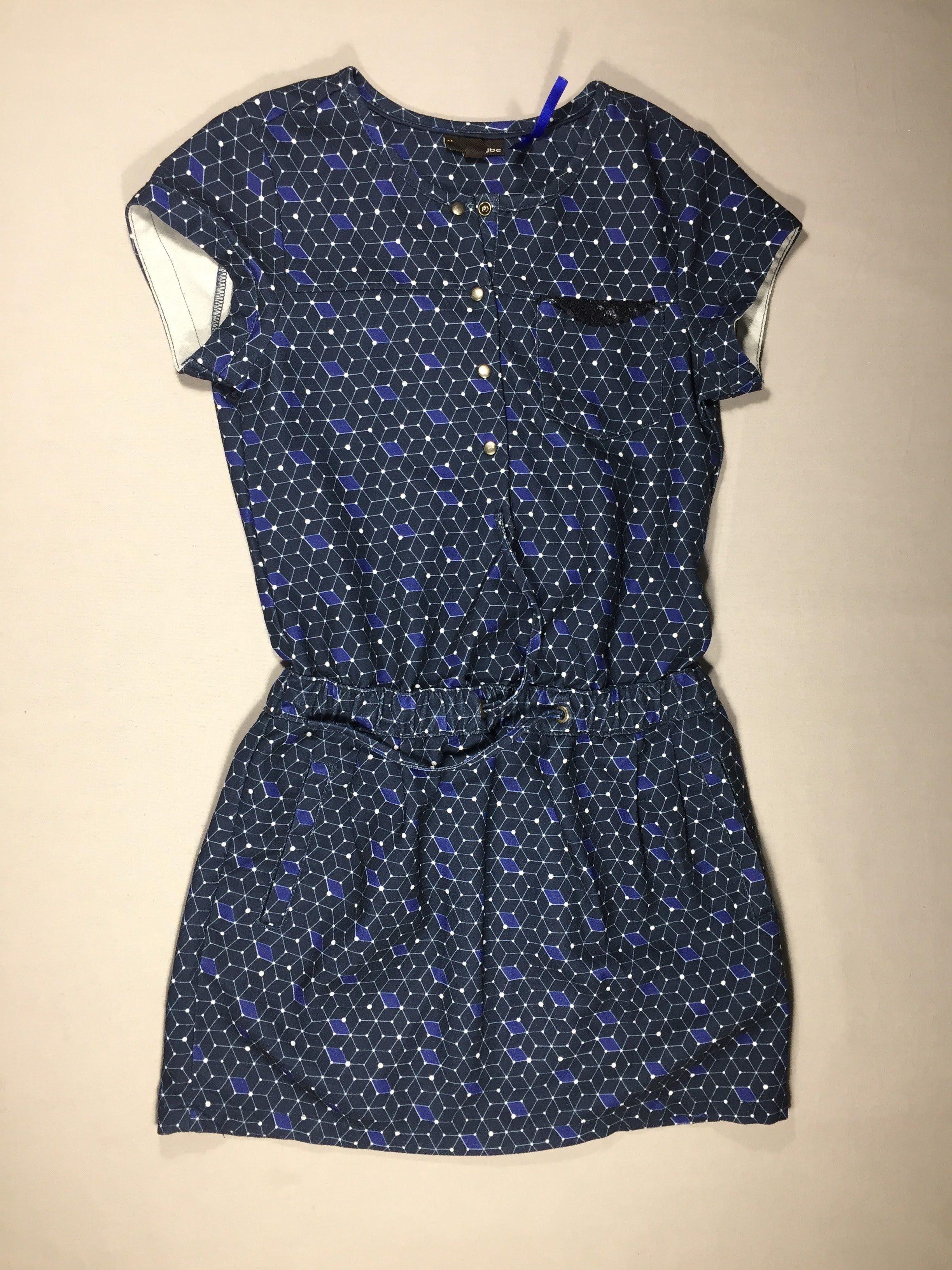 Robe m.c bleu foncé motifs géométriques - matière synthétique