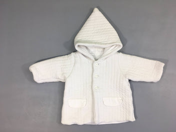 Gilet jersey côtelé ouatiné blanc à capuche