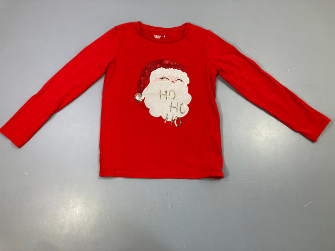 T-shirt m.l rouge , tête de père noël  avec sequins, moins cher chez Petit Kiwi