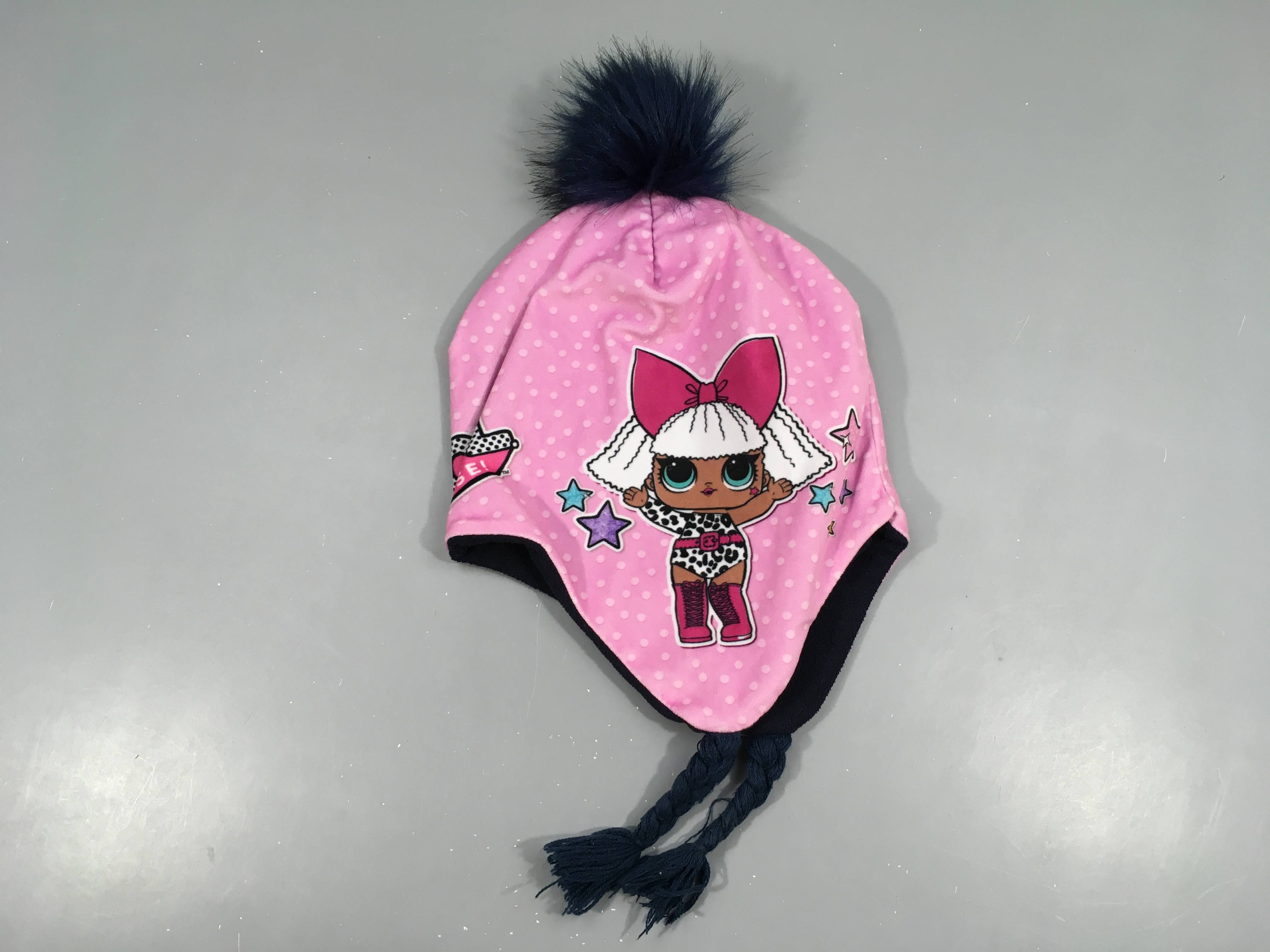 Bonnet rose poupées LOL pompon