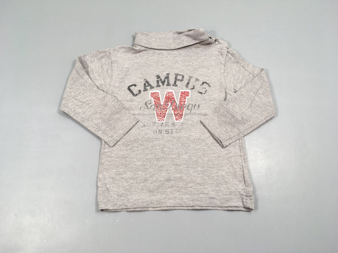 T-shirt m.l gris col roulé campus W, moins cher chez Petit Kiwi