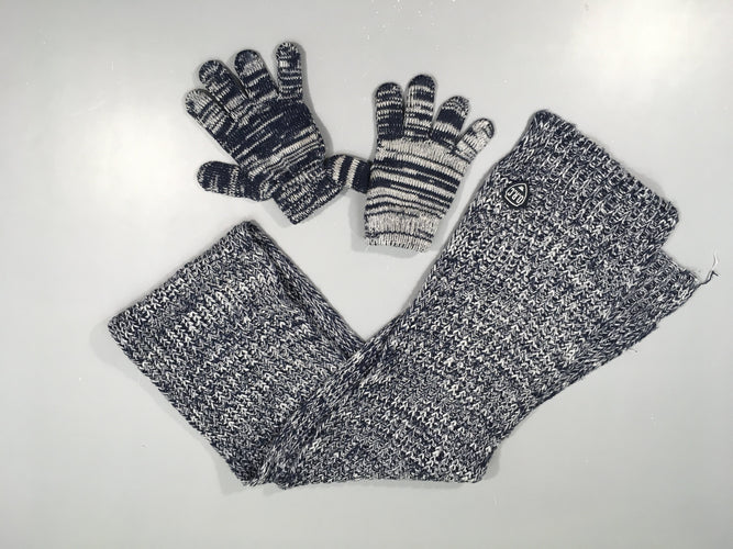 Ensemble écharpe bleu chiné ORC + gants, moins cher chez Petit Kiwi