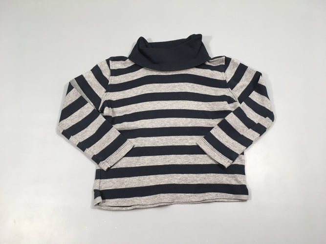 T-shirt m.l gris rayé bleu foncé col roulé, moins cher chez Petit Kiwi