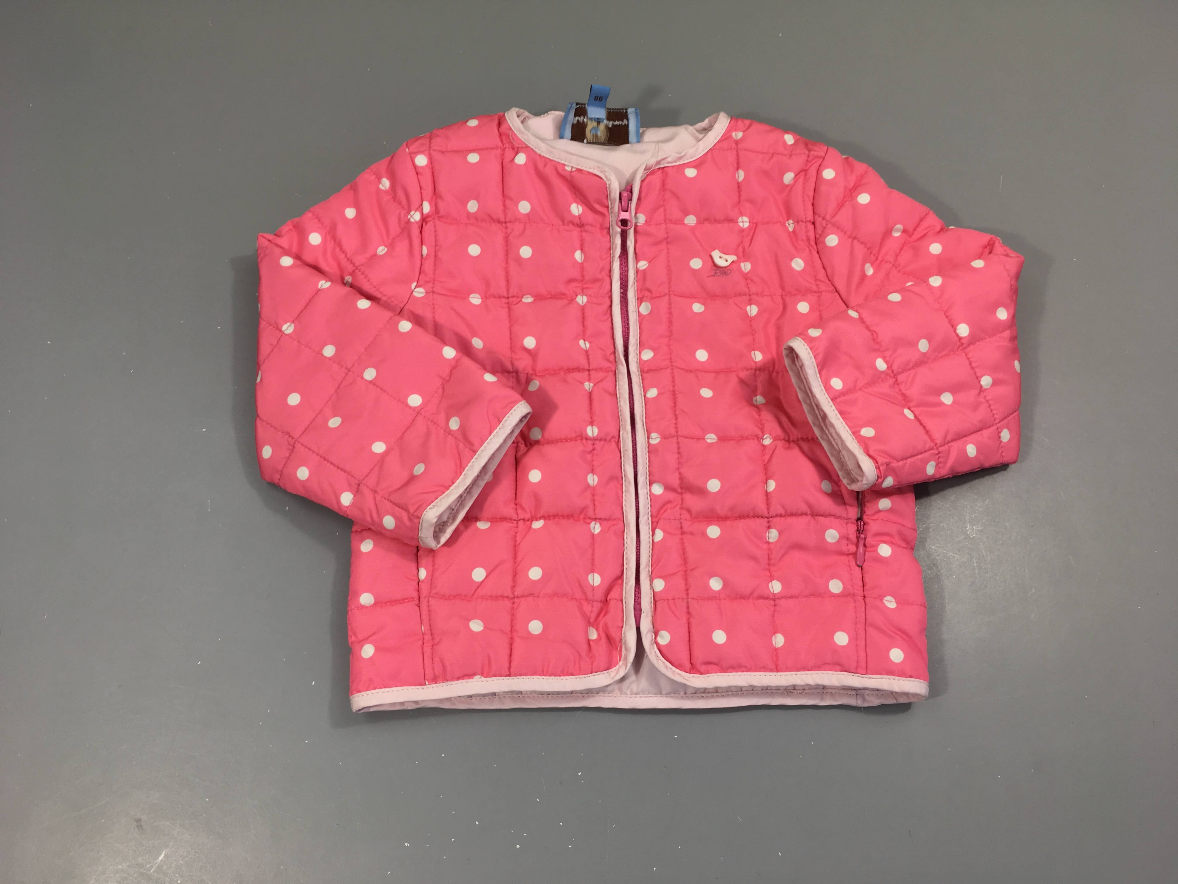 Veste légère ouatinée rose pois blancs