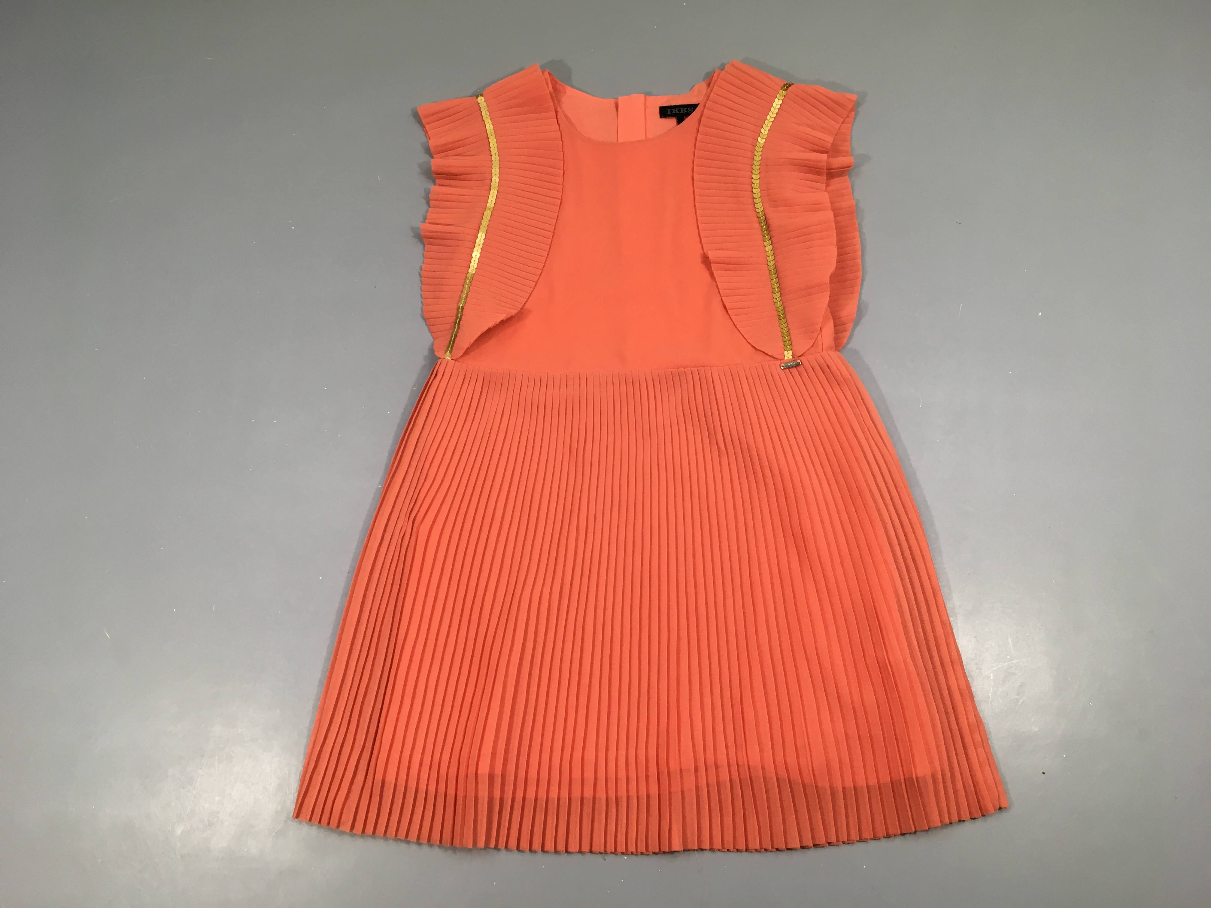 Robe s.m corail mousseline plissée sequins