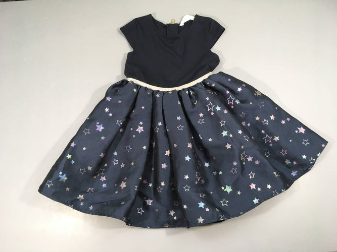 Robe m.c bleu marine bas satiné étoiles holographiques, moins cher chez Petit Kiwi