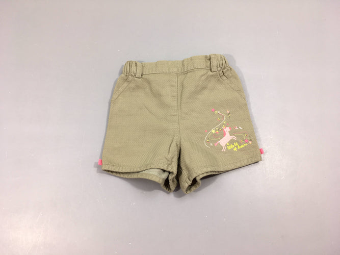 Short texturé kaki licorne, moins cher chez Petit Kiwi