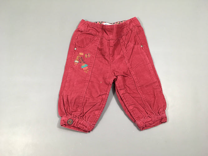 Pantalon velours côtelé rose doublé jersey, moins cher chez Petit Kiwi