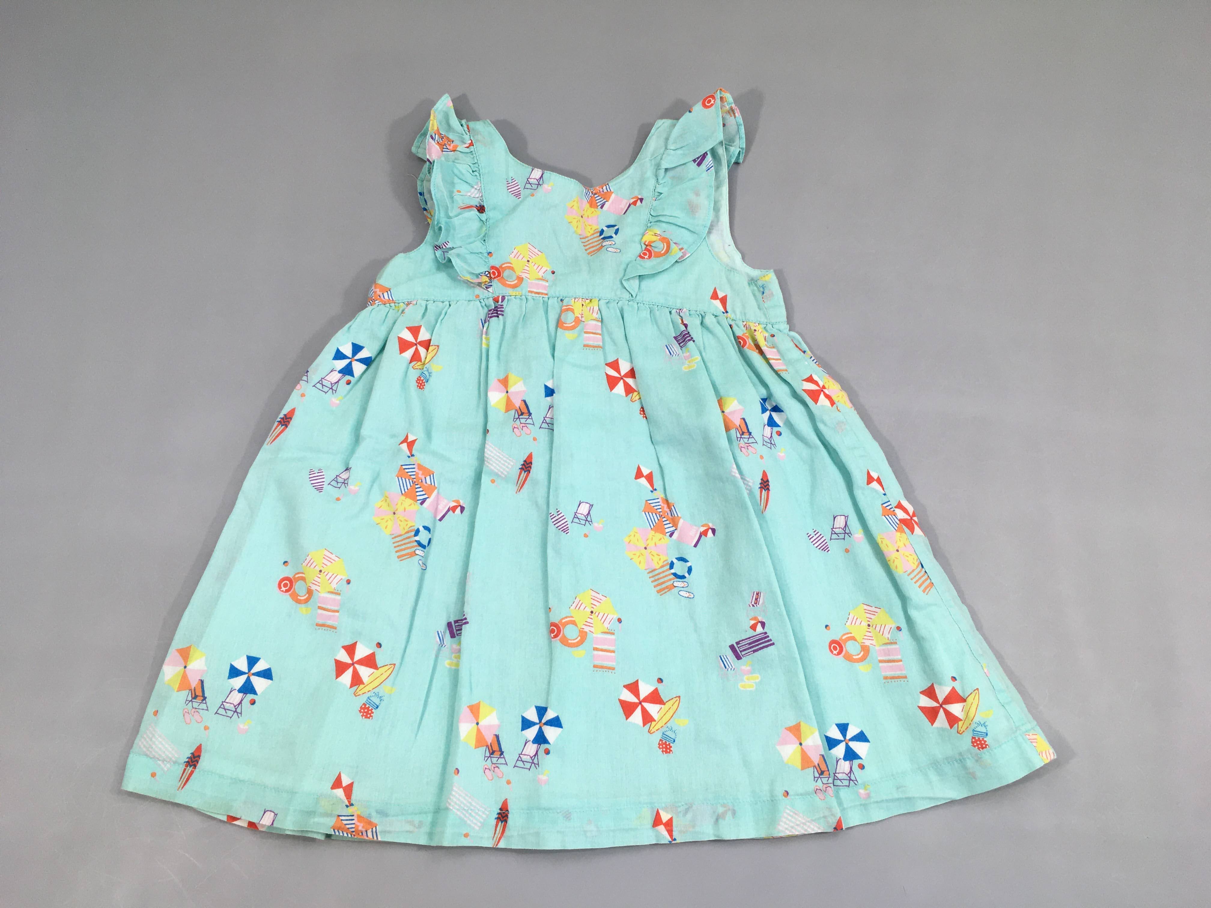 Robe m.c bleu clair motifs plage